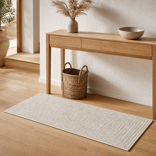 Alfombra de Entrada FLETT — Yute y Algodón Beige 60x110 cm