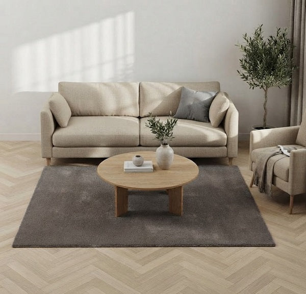 Alfombra LURV — Pelo Largo Gris Claro, Lavable, 160x120 cm