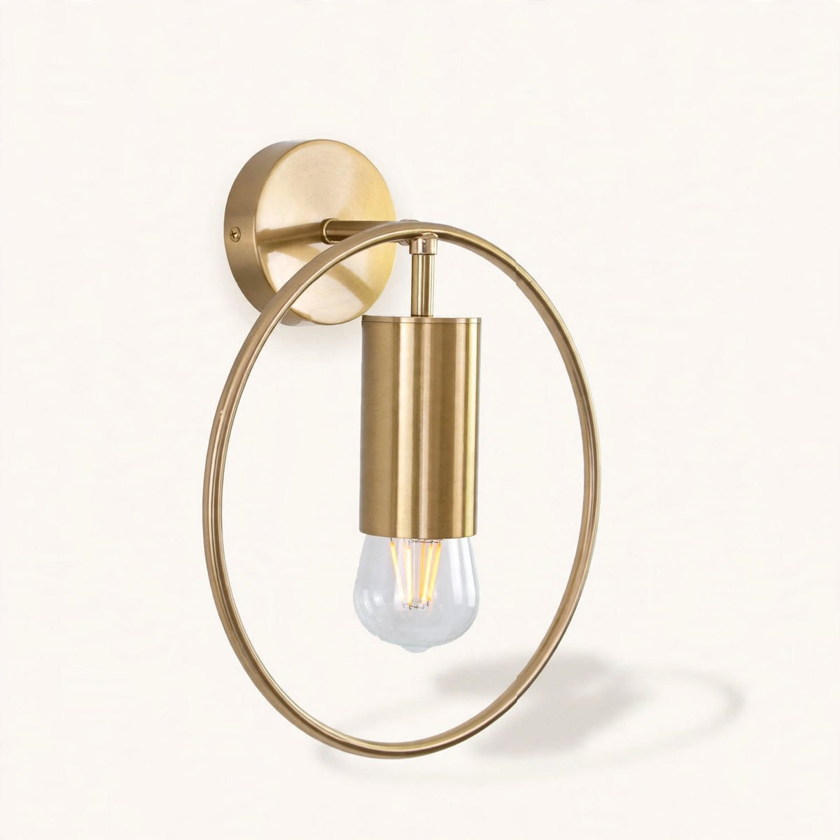 Aplique de Pared RING — Aro Dorado Cepillado, Ø28 cm