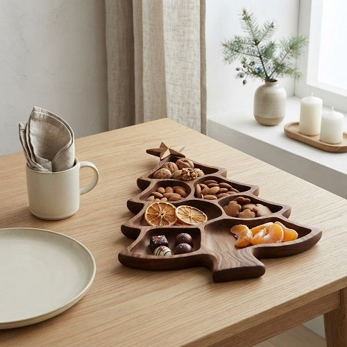 Bandeja Navideña JULGRAN — Árbol con Compartimentos, Madera