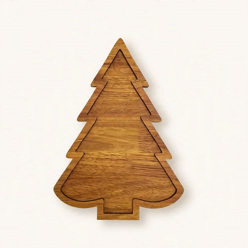 Bandeja Navideña GRAN — Madera con Forma de Árbol, 20 x 28 cm