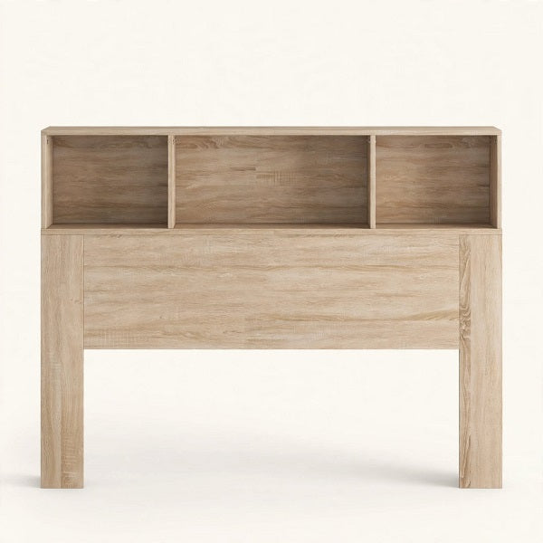 Cabecero LAGER — con Estantes de Almacenaje, Efecto Madera Natural, 140 cm