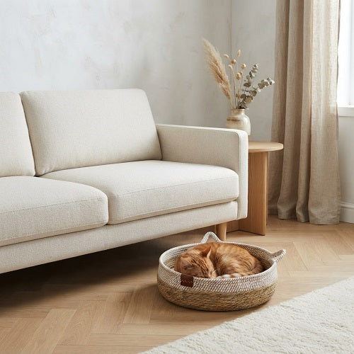 Cama Redonda para Gatos y Perros LEKA — Tejida con Pelota