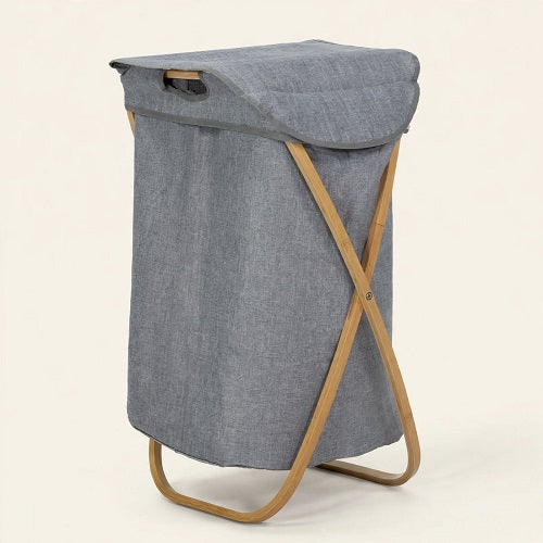 Cesto para la Ropa KLAD — Bambú con Bolsa, Gris