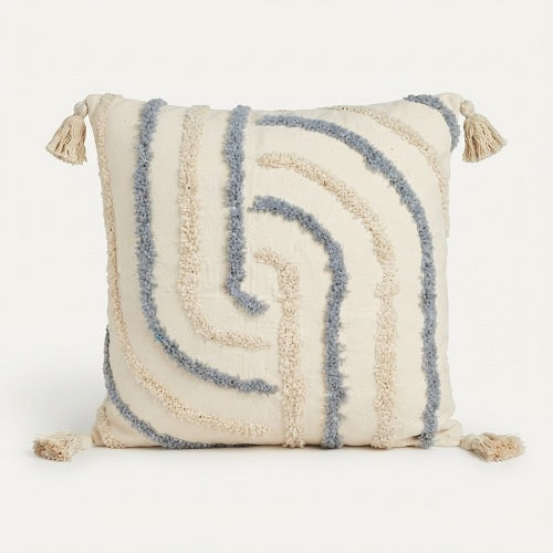 Cojín Decorativo FRANS — Relieve y Borlas, 45x45 cm