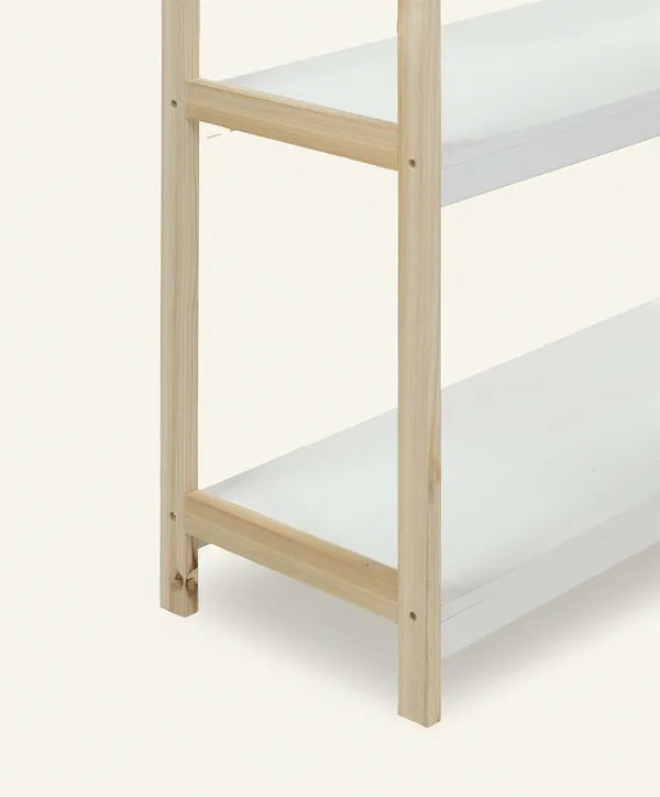 Estantería VIDA de Abeto — 3 Baldas, Blanco y Madera Natural