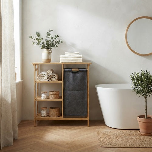 Estantería STALL — Bambú con Cesto para Ropa, 80 cm