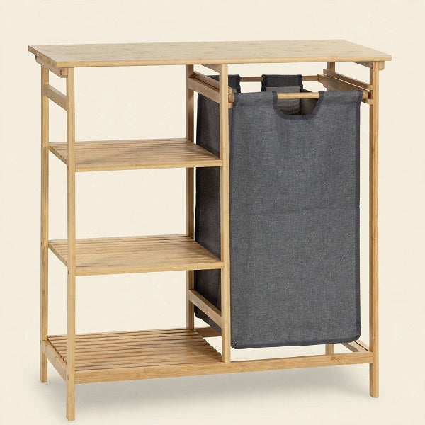 Estantería STALL — Bambú con Cesto para Ropa, 80 cm