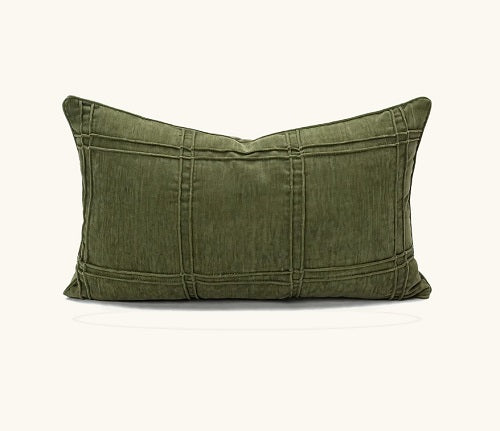 Funda de Cojín RYNKA — Verde Plisado, 30x50 cm