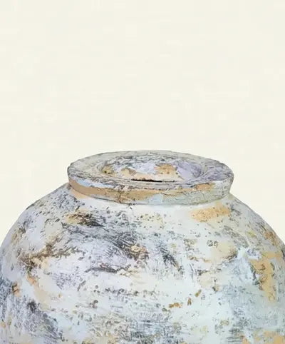Jarrón NAXOS — Papel Maché Envejecido Blanco
