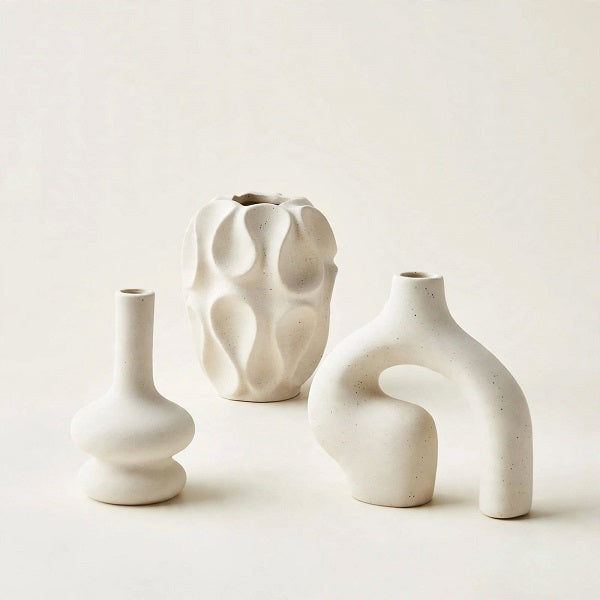 Set de 3 Jarrones TRILLING — Cerámica Blanco Roto