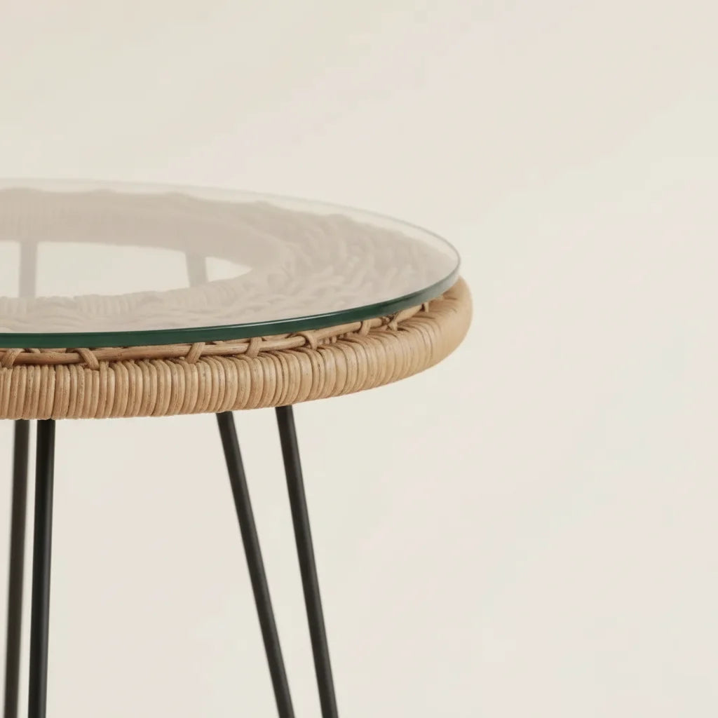 Conjunto de Bistró IBIZA — Ratán y Cristal para 2