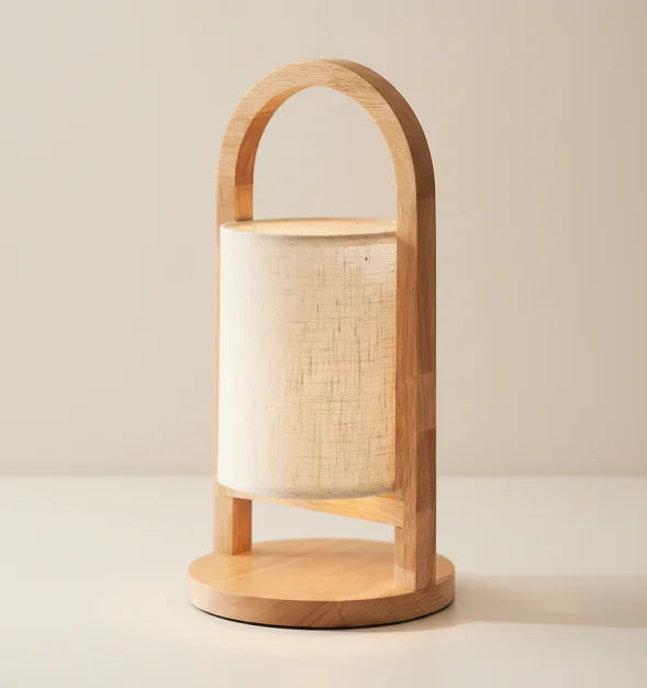 Lámpara de mesa GLIM LED portátil de madera SOLHUSEN