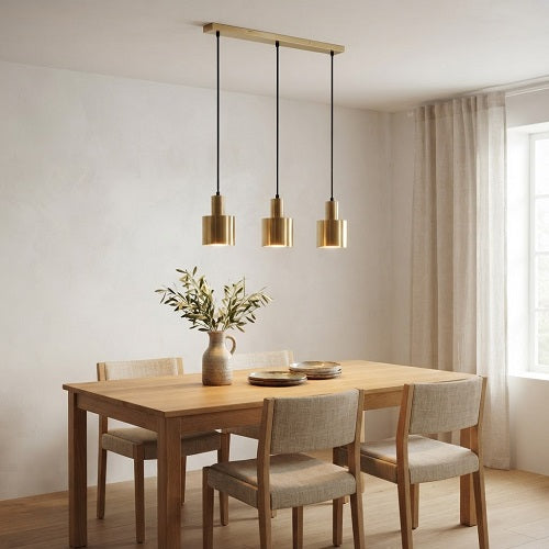 Lámpara Colgante TRIO — 3 Luces, Hierro Dorado