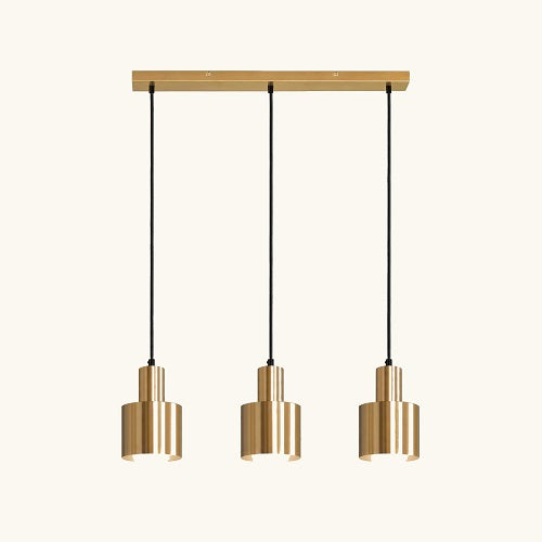 Lámpara Colgante TRIO — 3 Luces, Hierro Dorado