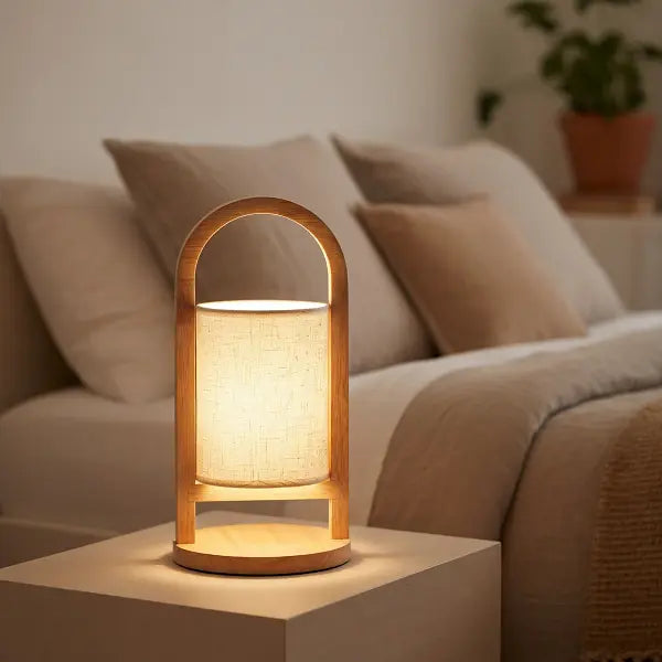 Lámpara de Mesa GLIM — Madera y LED Portátil