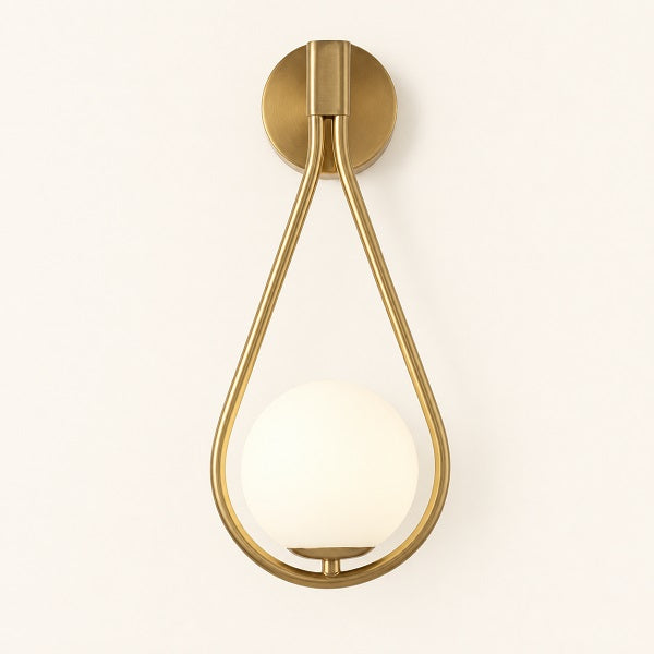 Aplique de Pared KULA — Globo Opalino LED (Negro/Dorado)