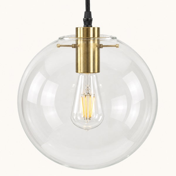Lámpara Colgante GLAS — Globo de Cristal y Metal Dorado, Ø25 cm