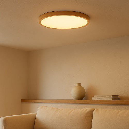 Plafón LED SKIVA — Efecto Madera de Nogal