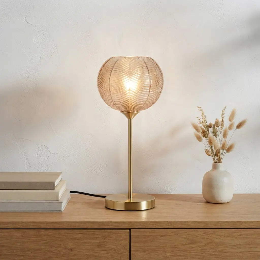Lámpara de Mesa GLOB — Metal y Cristal Esférico