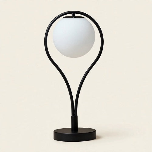 Lámpara de Sobremesa SFAR — Esfera de Cristal y Metal Negro