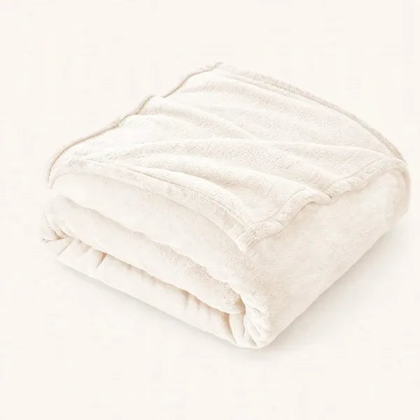Manta LUDD marfil de forro polar SOLHUSEN 130x160cm