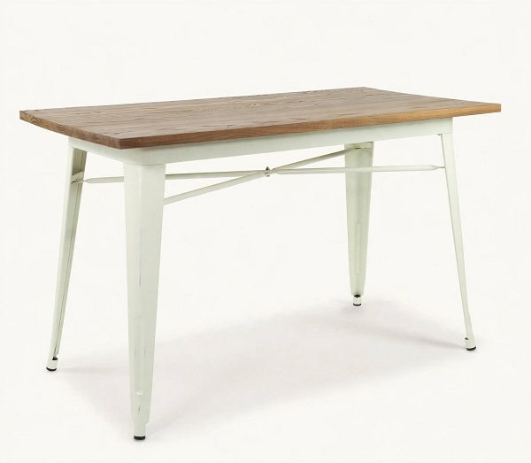 Mesa de Comedor SMED — Madera de Olmo y Acero Acabado Vintage