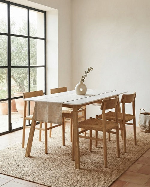 Mesa de Comedor CAPRI — Blanco Lacado y Madera