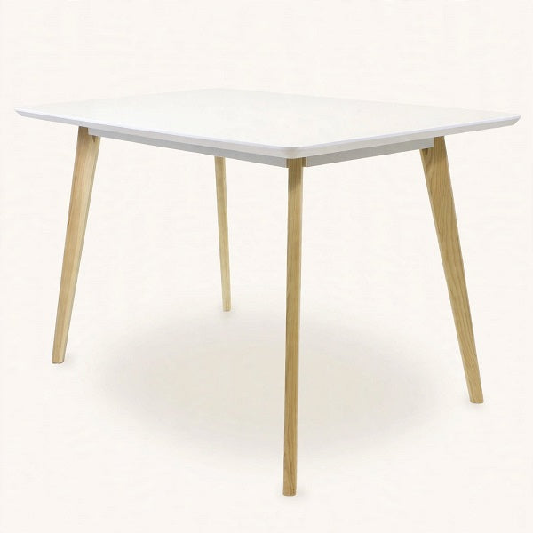 Mesa de Comedor MATA — Tablero Blanco y Patas de Haya, 120x80 cm