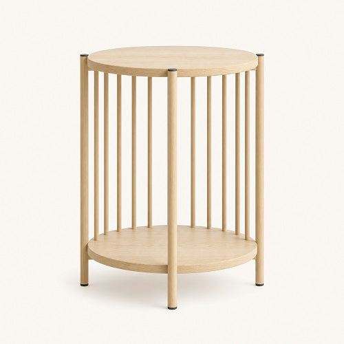 Mesa Auxiliar STAL — 2 Niveles, Acero y Natural