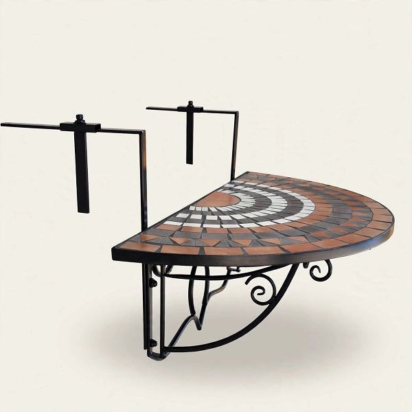 Mesa Colgante MOSAIK para Balcón — Terracota y Mosaico, Hierro y Cerámica