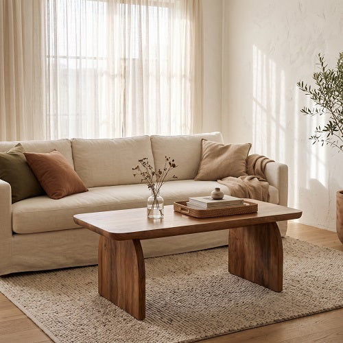 Mesa de Centro GARD — Rectangular Rústica, Madera, 120x60 cm