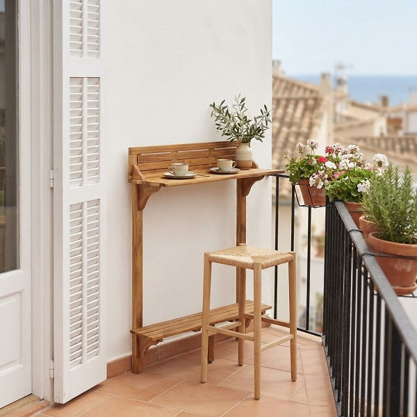Mesa de Bar ALTAN para Balcón — Acacia Maciza, 90x37 cm