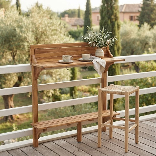 Mesa de Bar ALTAN para Balcón — Acacia Maciza, 90x37 cm