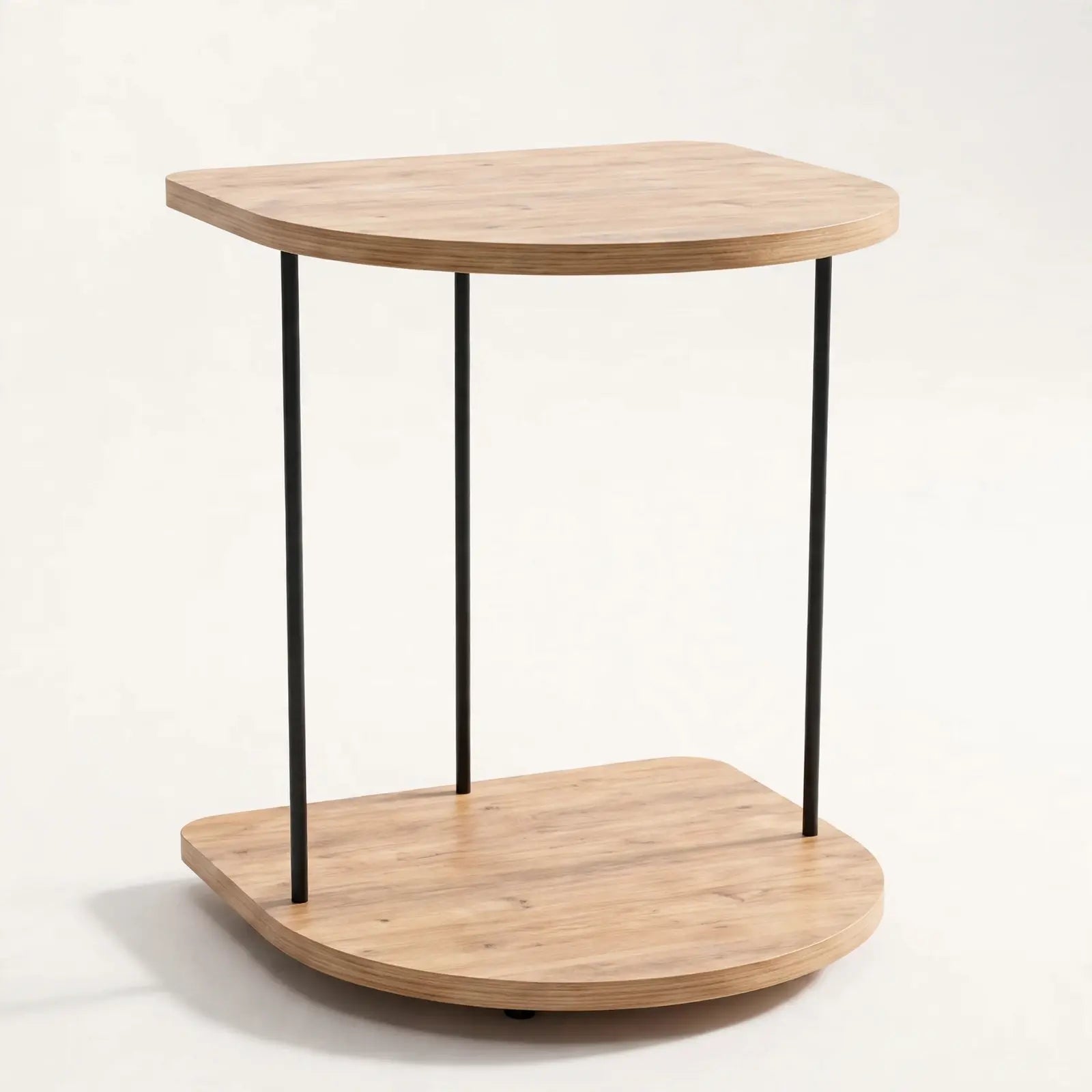 Mesa auxiliar SOLHUSEN BAGE en forma de C con superficie de madera