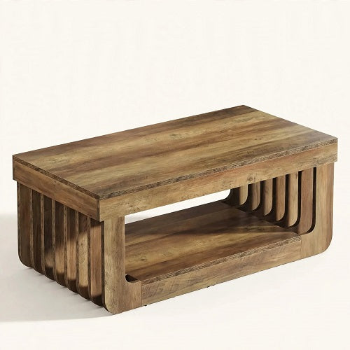 Mesa de Centro SKIKT — Rectangular 2 Niveles, Madera, 120x60 cm