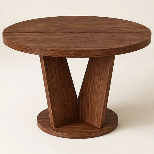 Mesa de Centro VINKEL — Redonda con Patas en V, Madera, Ø80 cm