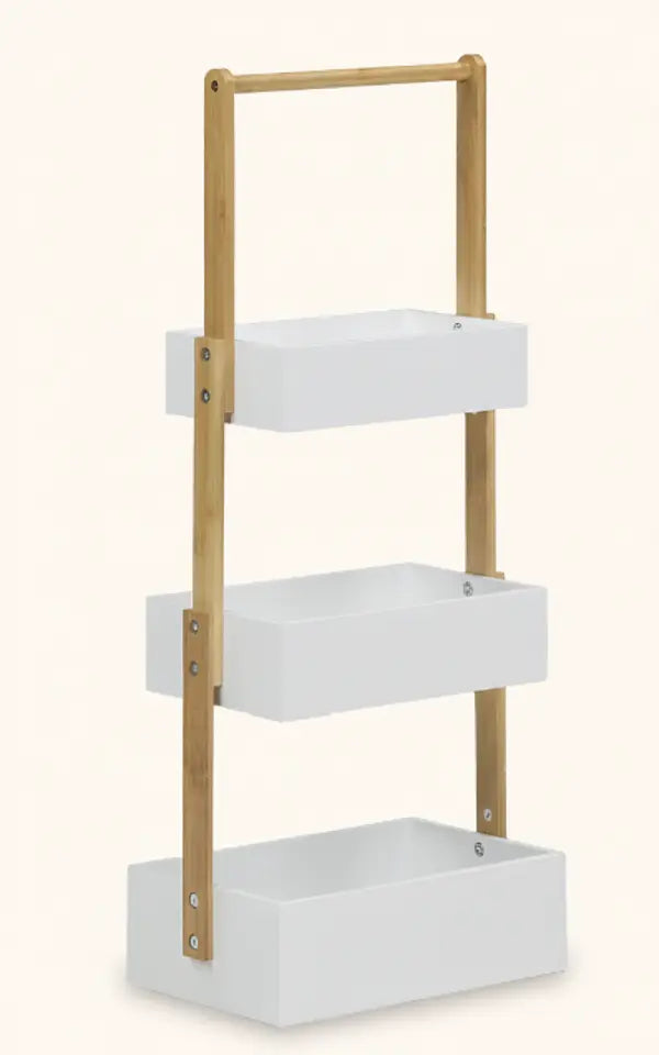 Organizador SOLHUSEN VIT bambú blanco y madera natural