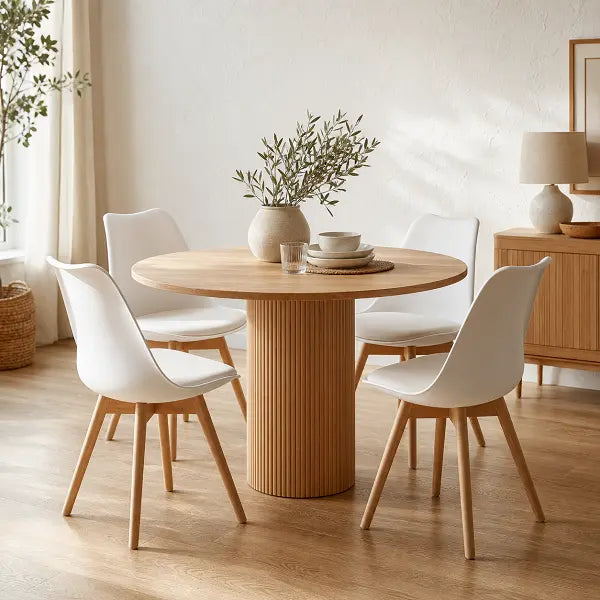 Silla de Comedor KNUT — Símil Cuero Gris Claro (Pack de 4)