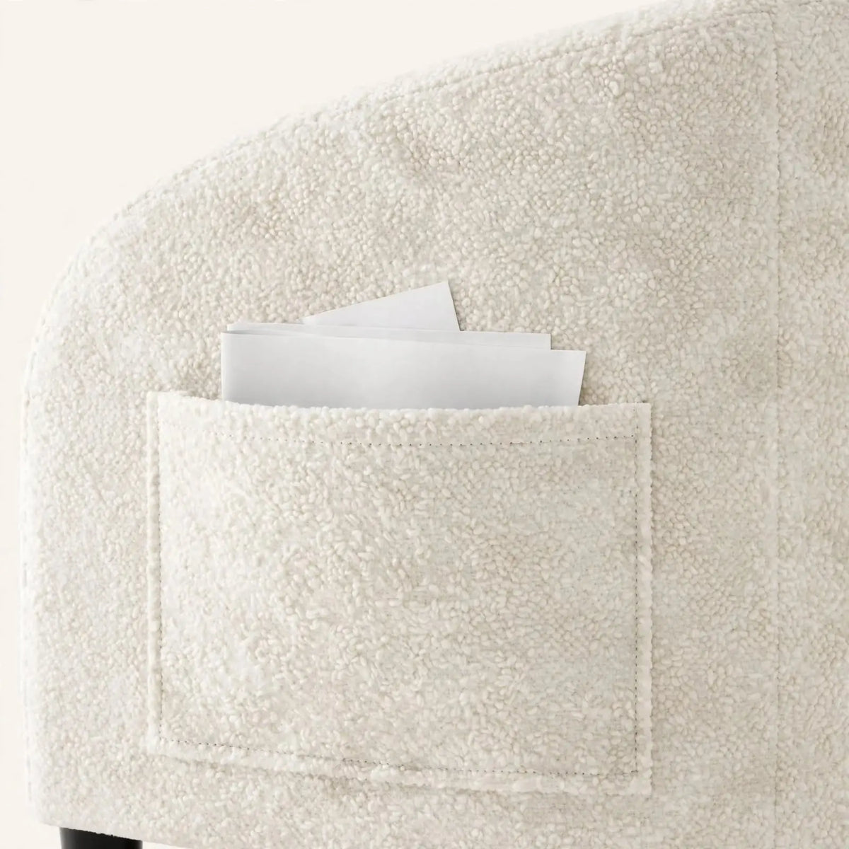 Sillón BOLL — Bouclé Redondo con Bolsillo Lateral