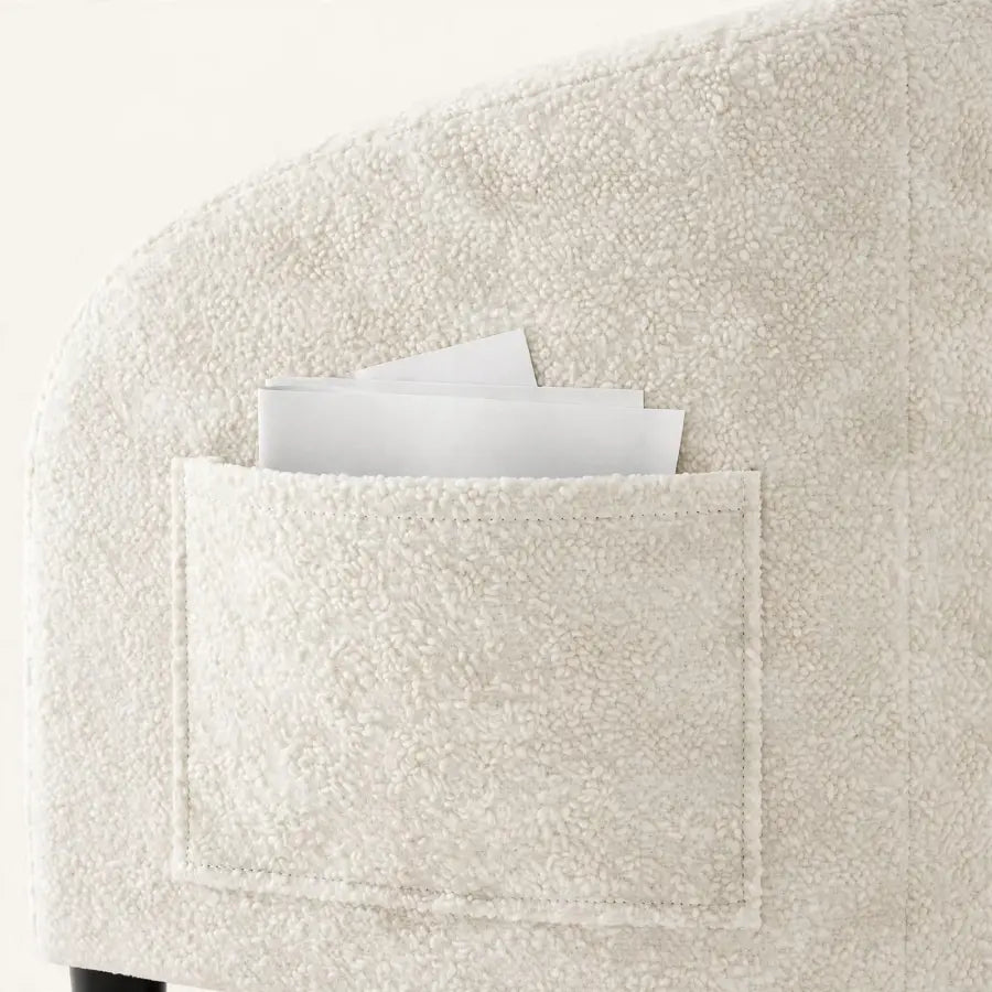 Sillón BOLL — Bouclé Redondo con Bolsillo Lateral