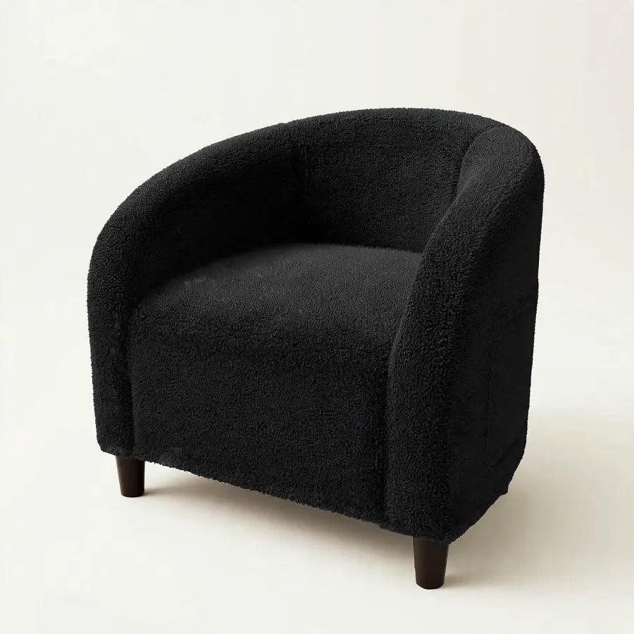 Sillón SOLHUSEN BOLL redondo en bouclé con bolsillo lateral negro
