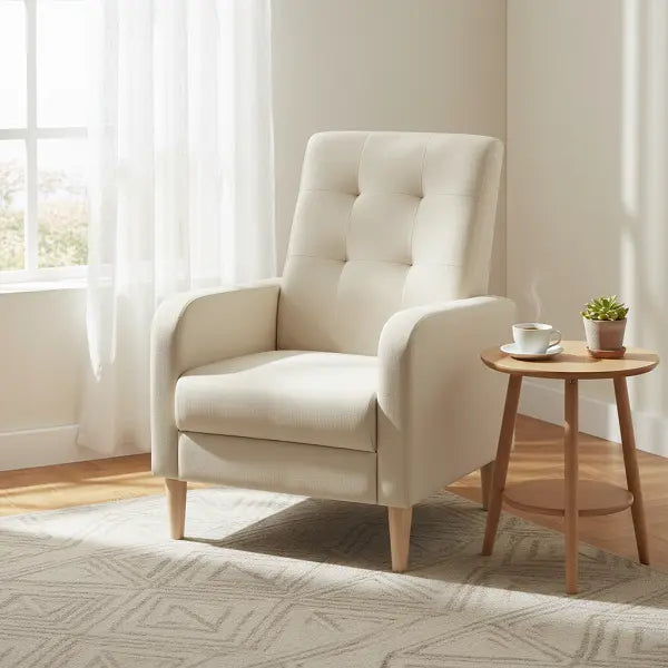 Sillón Reclinable COSTA — Capitoné con Patas de Madera
