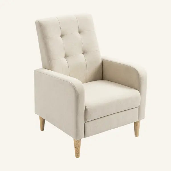 Sillón Reclinable COSTA — Capitoné con Patas de Madera