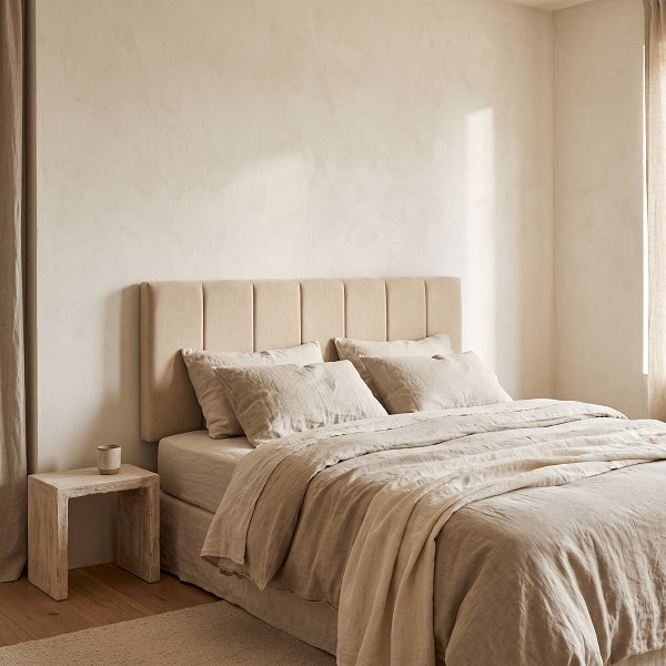 Cabecero SOVA — Tapizado Beige con Rayas, 150 cm